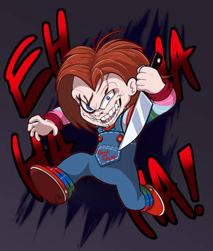 Wallpaper ng Killer Chucky Digital Art — Cartoon Halloween Wallpaper