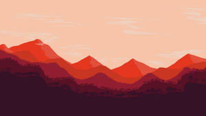 Kulay pulang bundok at langit na kulay rosas na pulbos na wallpaper