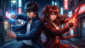Sina Yuji Itadori at Megumi Fushiguro na magkasamang humaharap sa mga kalaban — Jujutsu kaisen Wallpaper