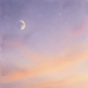 Isang pastel na langit ng takipsilim na may gasuklay na buwan at mga bituin. — Tanawin ng langit Wallpaper