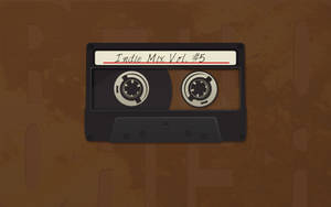 Laptop na May Brown Aesthetic na Cassette Tape