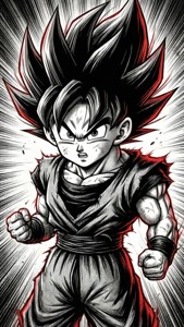 Isang naka-istilo na larawan ng manga hero na may mga speed lines at pulang accent, na nagpapakita ng iconic shonen energy. — Manga GIF Wallpaper