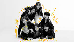 Wallpaper ng larawang grupo ng BTS na grayscale