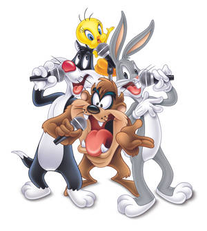 Tasmanian Devil na si Taz kasama ng mga kaibigan ng Looney Tunes wallpaper. — Vivo X Fold Wallpaper
