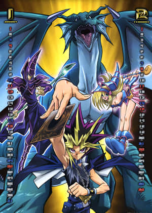 Maalamat na Yugioh Dark Magician sa Aksyon — Huawei Pura X Max Wallpaper