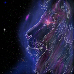 Wallpaper ng Leon na Galaxy na Kulay Lila — Galaxy lion GIF Wallpaper