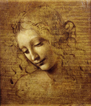 Wallpaper ng pagpinta ni Leonardo Da Vinci ng Ulo ng Babae — Galaxy Z Fold Wallpaper