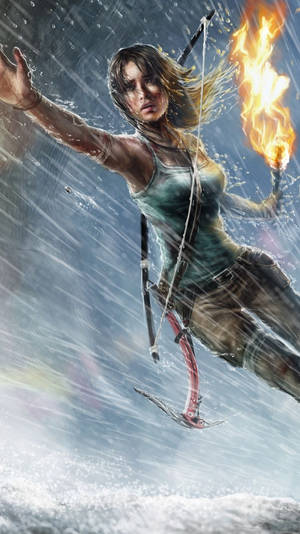 Lighted Torch Tomb Raider Iphone — 9:16 Wallpaper