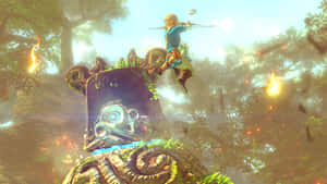 Link, ang bayani ng panahon, hawak ang maalamat na Ocarina of Time — Legend of zelda GIF Wallpaper