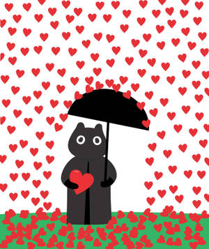 Preview wallpaper na mga puso, ulan, art, silweta, payong — Galaxy Z Fold 6 Wallpaper