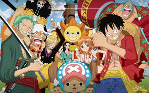One Piece Desktop Luffy Mga Kaibigan Sa Barko