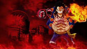 Luffy Gear 4 Nasusunog na Kastilyo wallpaper — Luffy gear 4 Wallpaper