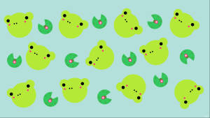 Wallpaper ng luntiang at dilaw na pattern ng kawaii palaka — Kawaii palaka Wallpaper