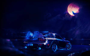 Mabilis na Kotse at Kalawakan na Buwan wallpaper — Galaxy moon Wallpaper