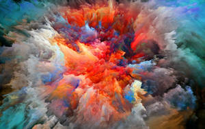 Art illustration design, na may bursting colorful ignition ng paints para sa MacBook Pro wallpaper.