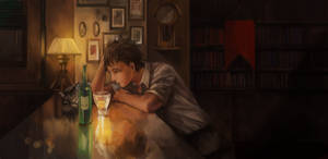 Madilim na Anime na Lalaking Umiinom na wallpaper — Madilim na anime GIF Wallpaper