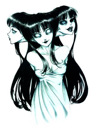 Madilim na Anime na Tatlong-Ulong Tomie wallpaper — Madilim na anime GIF Wallpaper