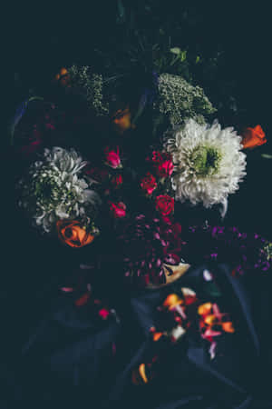 Madilim na Kagandahan ng Bulaklak — Vivo Pad Wallpaper