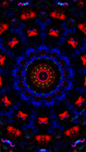 Madilim na Trippy na Pula at Asul na Mga Bilog