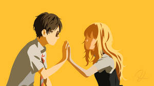 Wallpaper ng magkasintahan na anime na Your Lie in April — Anime couple GIF Wallpaper