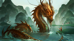 Makapangyarihang Tansong Hapones na Dragon ng Tubig sa Isang PC