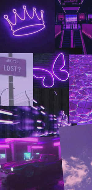 Makulay at matingkad na neon purple na wallpaper