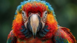 Larawang close-up ng isang makulay na loro macaw.