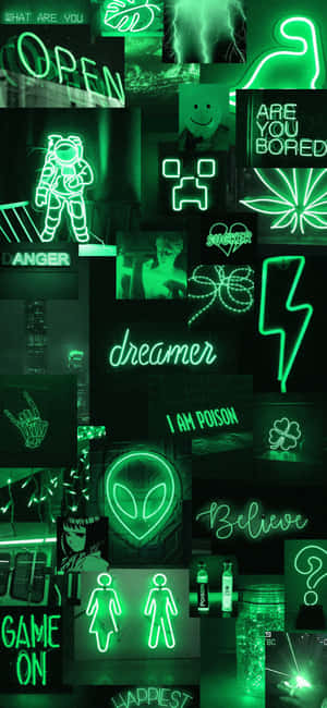 Makulay na Neon Green Aesthetic Background