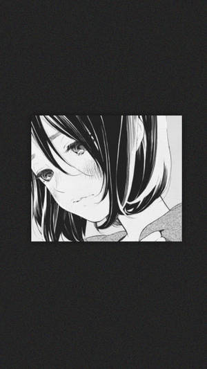 Malungkot na Anime na Babae na Itim at Puti na Aesthetic na Telepono