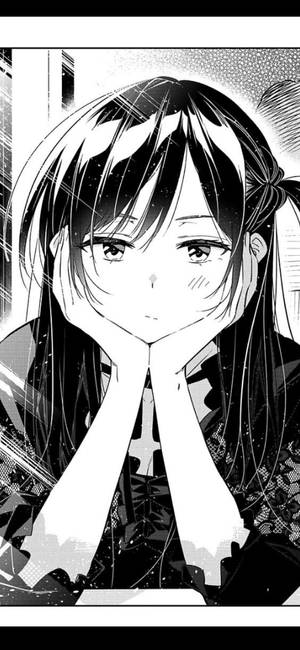 Malungkot na Anime na Babae na Itim at Puti na Manga Strip