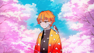 Malungkot na Zenitsu mula sa Demon Slayer — Zenitsu ng demon slayer Wallpaper