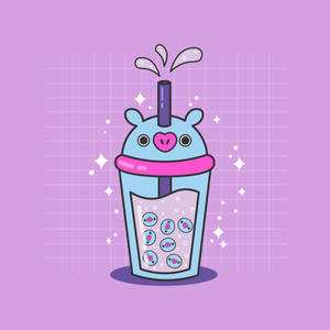 Wallpaper ng Mang Bt21 boba tea — Pixel Watch 4 Wallpaper