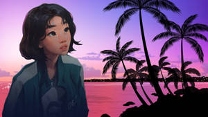 Manlalaro 067 Squid Game sa lila na langit na wallpaper — 067 Squid Game Wallpaper