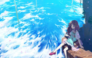 Mapayapang tanawin ng anime na naglalarawan ng isang nakakabighaning paglubog-lubog ng araw — Magandang anime Wallpaper