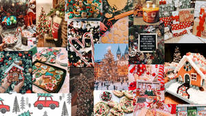 Masarap na Pagkain na Christmas Collage na wallpaper — Paskong collage Wallpaper