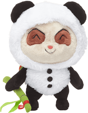 Masayang Panda Plush Toy na may Bamboo — Panda Wallpaper