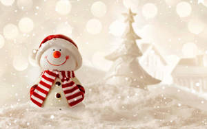Masayang snowman na wallpaper ng desktop para sa Pasko — Pasko desktop Wallpaper