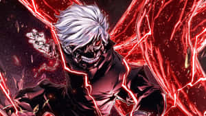 Maskadong Batang Kaneki Anime Art Pulang Enerhiya — Tokyo ghoul GIF Wallpaper
