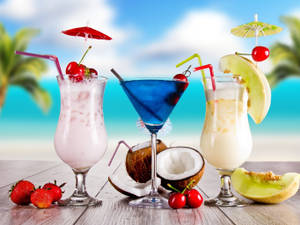Melon, Berry, Blue Curacao Tropical Drinks wallpaper — 4:3 Wallpaper