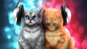 Aesthetic na Pusa na May Headphone — Aesthetic na pusa Wallpaper