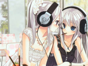Wallpaper ng mga babaeng anime na mahilig sa musika — Anime Lesbian Wallpaper