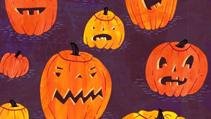 Mga Cute na Aesthetic na Nakakatakot na Kalabasa para sa Halloween — Cute aesthetic halloween Wallpaper