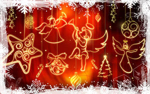 Wallpaper ng mga ilaw ng anghel at palamuting Pasko — Aesthetic na pasko Wallpaper