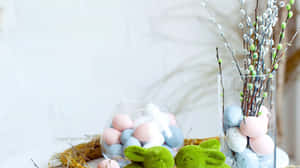 Mga Kaakit-akit na Easter Bunnies sa Pastel na Background