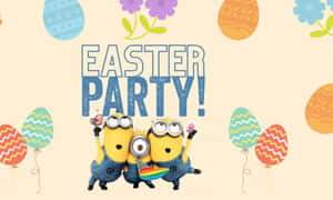 Mga Kaakit-akit na Easter Bunnies at Makukulay na Itlog na Background