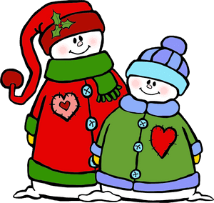 Mga Kaibigang Snowman sa Taglamig na Kartun