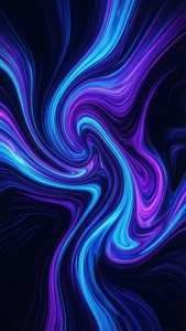 Masiglang abstract fluid art na may neon asul at lila na swirl sa madilim na background, perpekto para sa iPhone Xs.