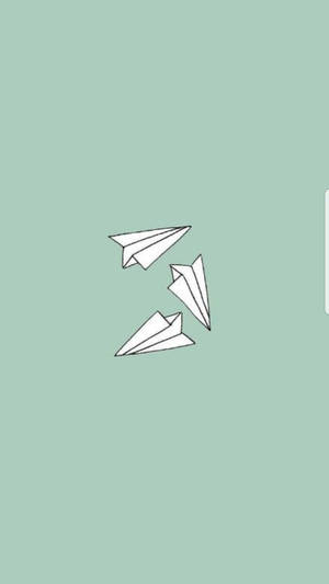 Mga Paper Airplane na Berde at Puti na Aesthetic — Light green aesthetic Wallpaper