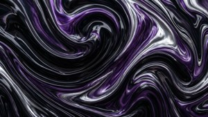 Madilim na abstract fluid art na may mga puyo ng itim, lila, at pilak. — Itim na aesthetic GIF Wallpaper