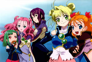 Wallpaper ng mga tauhang lesbian sa anime na Simoun — Anime Lesbian Wallpaper